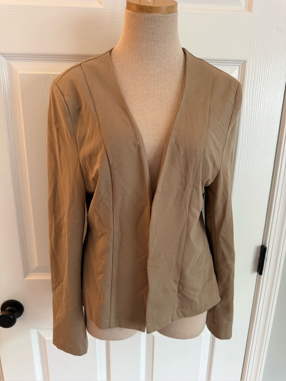 Mina Self Women's Open-Front Tan Blazer Jacket L
